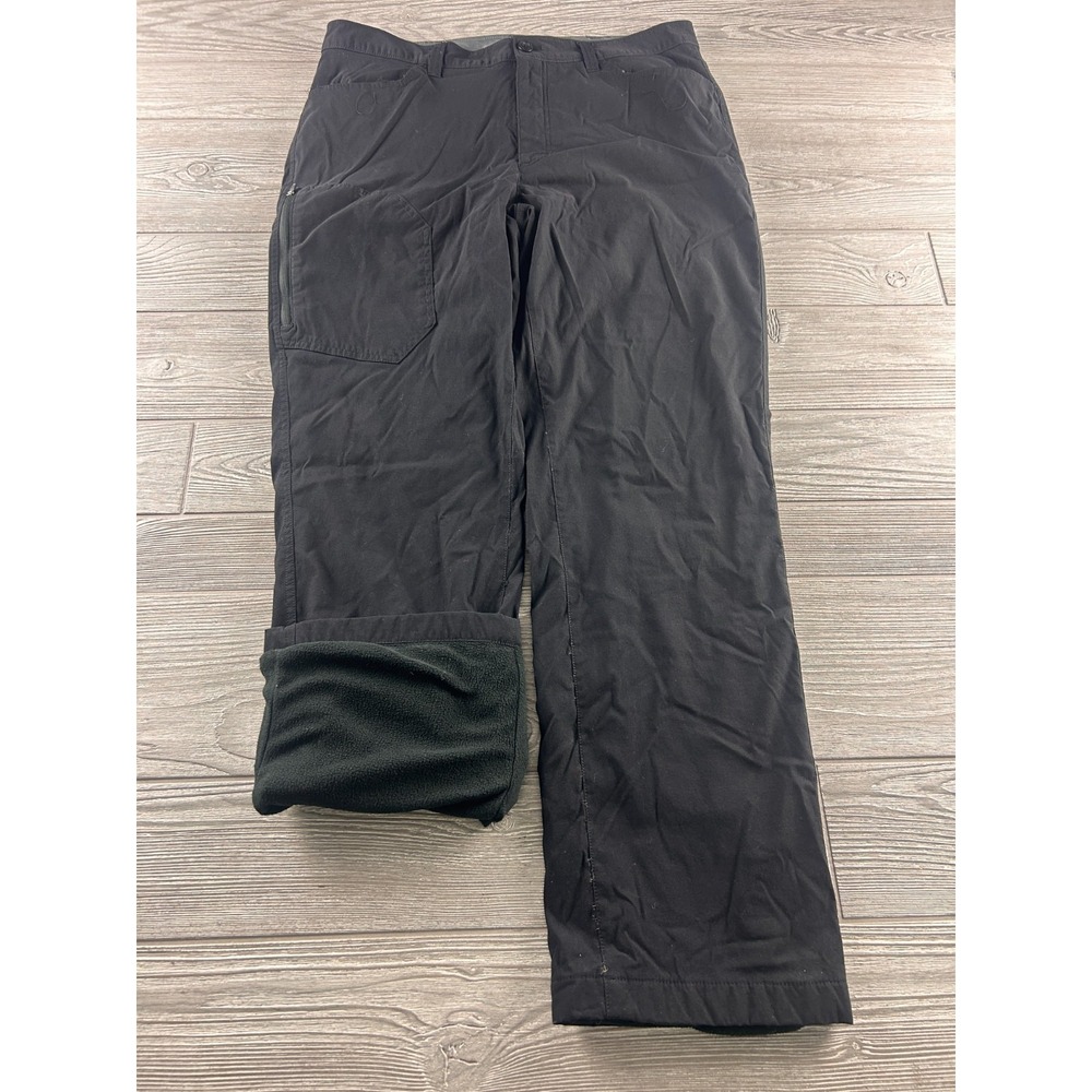 Eddie Bauer Men's 36X32 Black Fleece Lined Tech Pants Outdoor Hiking Stretch
